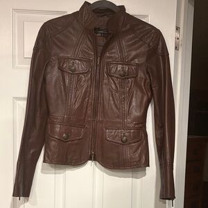 Kenneth Cole New York Dark Brown Leather Jacket